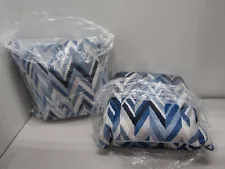 Schumacher Kashgar Velvet Ikat Pillow, Indigo/Slate - Lot of 2