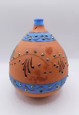 Spanish Red Clay Terracotta Hand Painted Trinket Storage Pot