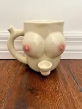 Pipe Mug Coffee Cup Pipe Bowl Ceramic 10oz Mug Wake and Bake Boobs Boobies