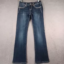 NWT L.A. Idol Jeans Size 5 Blue 29 X 34 Bejeweled Embellished Pockets Zipper