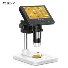 Elikliv Digital Microscope 1000X USB Coin Microscope 4.3" LCD Screen Soldering