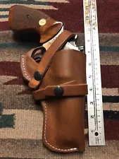 FITS S&W 686 586 66 19 Colt Trooper MK III Mag 4" Leather Field Holster Used