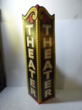 FUN NOVELTY THEATER CORNER EMBOSSED METAL SIGN MAN CAVE MOVIE ROOM 24"