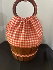 Red Gingham Basket Satchel Little Red Riding Hood Basket Purse Bakelite Handles