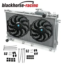 Aluminum 2 Row Radiator + 2X12" Slim Fan For 1990-1997 Mazda Miata MX5 MT Manual (For: Mazda Miata)