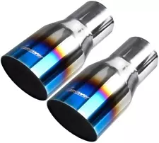 Upower Pack of 2 Blue Burnt Exhaust Tip 2.5" Inlet 3.5" Outlet 7.75 Long 304 Sta