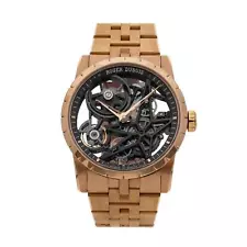 Roger Dubuis Excalibur Rose Gold Auto 42mm Watch Skeleton Dial DBEX0788