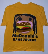 Travis Scott McDonalds Burger Mouth Cactus Jack CPFM Yellow Gold T-shirt Size XL