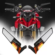 For Ducati Streetfighter V2 V4 V4S 848 Rearview Side Mirror with Turn Signal (For: Ducati Streetfighter 848)