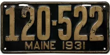 *99 CENT SALE* 1931 Maine License Plate #120-522 No Reserve