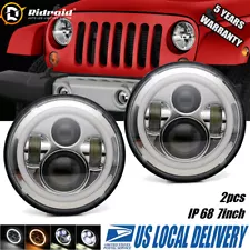 2pcs 7in LED Headlights Halo DRL Turn Signal For Mack Granite CV713 Dump Trucks