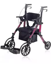 KLD-9269 ELENKER® 2 In 1 Rollator Walker & Folding Wheelchair Red New In Box