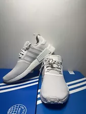 ADIDAS NMD_R1 Primeblue Sneakers Men’s Size 9.5 Triple White Knit