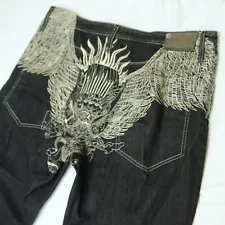 VTG Y2K Artful Dodger Wing Jeans 42x33 Embroidered Wings Jesse Pinkman Grunge