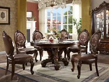 ON SALE - Traditional Dining Room Brown Cherry Oak Round Table & Chairs Set ICBY