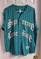 Supreme Love Hate Size M New Teal Baseball Jersey - Pre-Owned