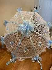 Baby Boy Shower 36" Umbrella Hand Decorated "Showered with Gifts" Traditional