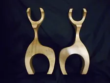 1992 Pair Hand Made Wormy Maple Wood Deer Reindeer 11" High