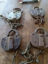 ANTIQUE RAILROAD PADLOCK LOT of 4 LOCKS . No Keys Crt+p. Sal Rr. F+wp. N+w