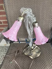 ART NOUVEAU ACCENT LAMP FLUTED PINK SHADES.NEW