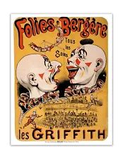 GRIFFITH Circus Creepy Clowns 1800s Vintage Premium Restored Poster Print 22x17