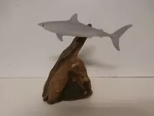 John Perry Great White Shark Sculpture Driftwood Base 6" Height Bottom SIGNED