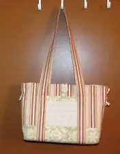 Girls Striped/Flora BALLET Dance, Exercise, Fun Tote Bag, Large 13"x5"x11" - EUC