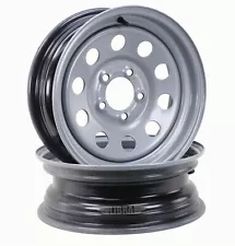 LIBRA 14 x 5.5 Trailer Wheels 5 Lug on 4.5" Bolt Pattern Silver Mod, Set 2-17005