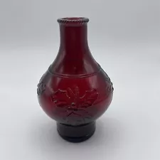 Wheaton Glass Ruby Red Fire Extinguisher Holly Berry Pattern -6" Antique