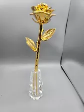 Real Rose Dipped 24K Gold, with Crystal Vase, Gift for Her mom Wife Mother Da...