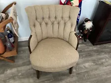 antique chair beige reupholstered