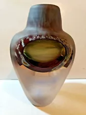 Jon Kuhn Triangular Faceted Millifiori Art Glass Vase Signed Circa 1980