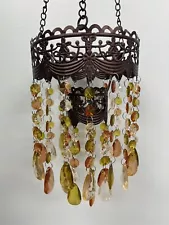 BOHO CRYSTAL TEA LIGHT MINI CHANDELIER COPPERTONE AUTUMN FAUX CRYSTAL (2ForSale)