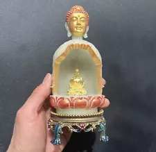 6.4" Resin Buddha Altar Shrine Shakyamuni Lotus Glow in Dark Decor Collection