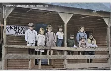 Postcard Old Town Maine Indian Children For Sale Fancy Baskets 1942 Bath Pa