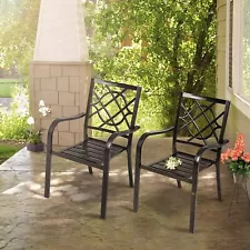 Patio Wrought Iron Chairs of 2, Metal Outdoor Dining Chairs Patio Stackable