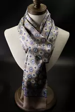 100% Silk Satin Scarf men women neckerchief Wrap plaid beige QS175-7