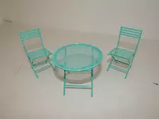 3PC Dollhouse Miniature 1:12 Table Chair Metal Outdoor Furniture Barbie's Kelly