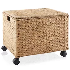 OPEN BOX - Rolling Filing Cabinet - Natural, Water Hyacinth Office Storage