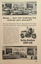 Harley-Davidson Servi-Car Delivery Moyorcycle Trike Vintage Print Ad 1956