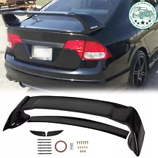 For 06-11 Civic 4DR Sedan Gloss Black Painted Mugen Style RR Trunk Wing Spoiler