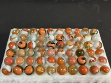 Bulk Lot Of 60 Salmon Vitro Agate Conquer/ Phantom Conquer Patch Marbles!! 5/8”