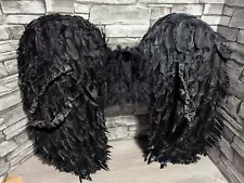 19.5"x24" Black Feather Wings Angel Demon Crow Raven Halloween Costume Cosplay