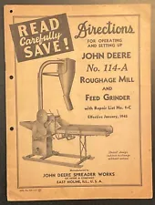 New ListingJOHN DEERE 114-A Roughage Mill & Feed Grinder Operators Manual & Parts List RARE