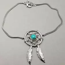 Gemporia Solid Sterling Silver Turquoise Dream Catcher Bracelet 23cm (9") 7.5g