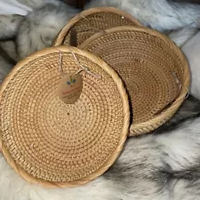 TKK Decor Round Rattan Basket Set Of 3