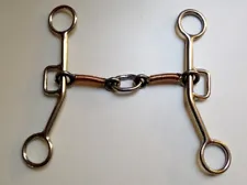 5" SS Tender Touch Lifesaver Barrel Racing Sliding Gag Bit Copper Wrapped Mouth