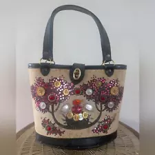 VINTAGE Enid Collins ORIGINAL COLLINS Of Texas Jeweled Handbag RARE Wooden base