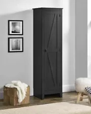 Rustic Black Pantry Storage Cabinet Shelving Laundry Closet Organizer Utility