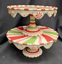 Morgue Sale: Christmas 2 Tier Cupcake or Cake Stand w/Server Retired 2015 MINT